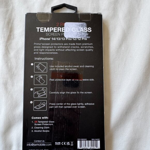 NWT Primo Apple iPhone 14 Tempered Glass Screen Protector, Ultra Thin, Pack of 2 - Picture 5 of 11